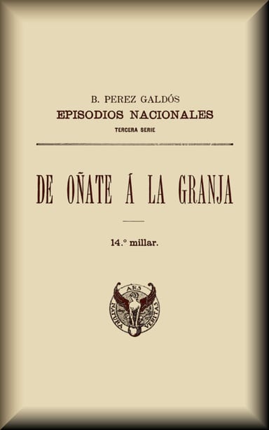 Portada de De Oñate a La Granja, de Benito Pérez Galdós