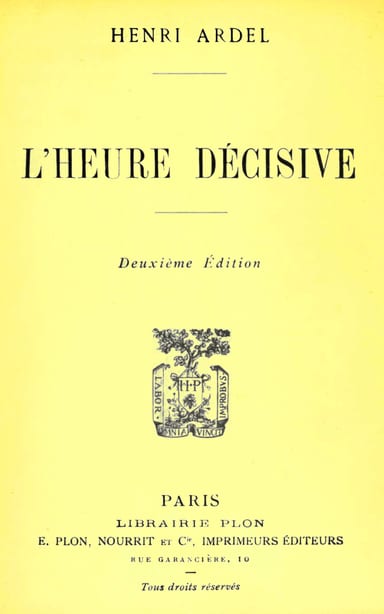 Copertina di L'heure décisive, di Henri Ardel