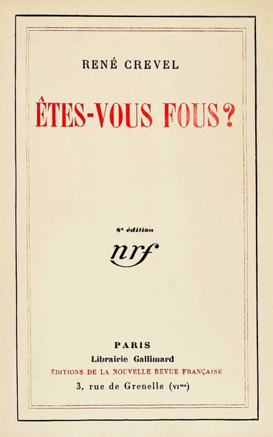 Copertina di Êtes-vous fous?, di René Crevel