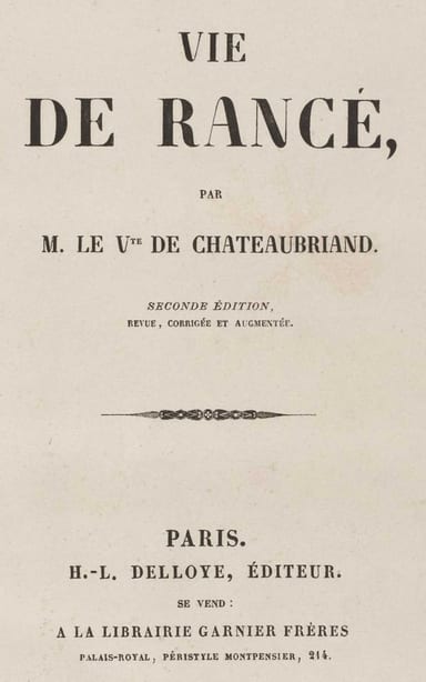 Copertina di Vie de Rancé, di vicomte de François-René Chateaubriand
