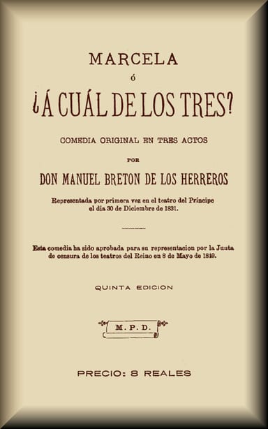 Couverture de Marcela, o ¿a cuál de los tres? par Manuel Bretón de los Herreros