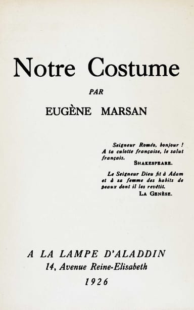 Copertina di Notre costume, di Eugène Marsan
