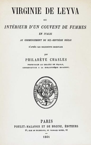 Copertina di Virginie de Leyva, di Philarète Chasles