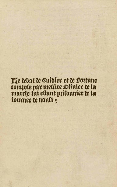 Copertina di Le debat de Cuidier et de Fortune, di Olivier de La Marche