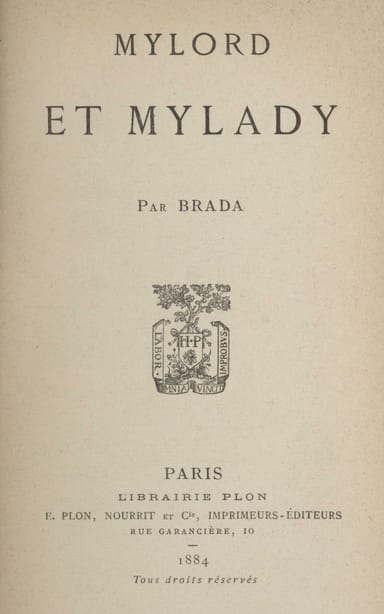 Copertina di Mylord et Mylady, di Brada