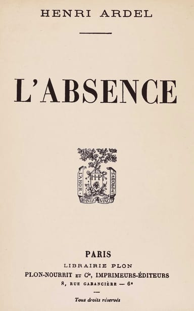 Operculum “L'absence”, auctore Henri Ardel