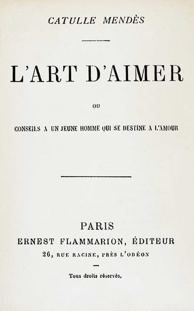Couverture de L'art d'aimer: ou conseils à un jeune homme qui se destine à l'amour par Catulle Mendès