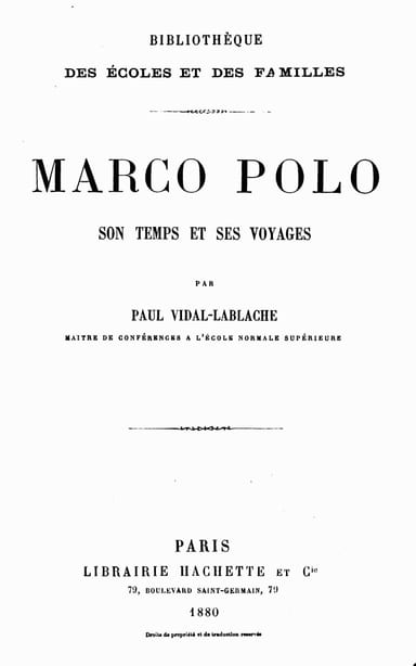 Copertina di Marco Polo, di Paul Vidal de La Blache