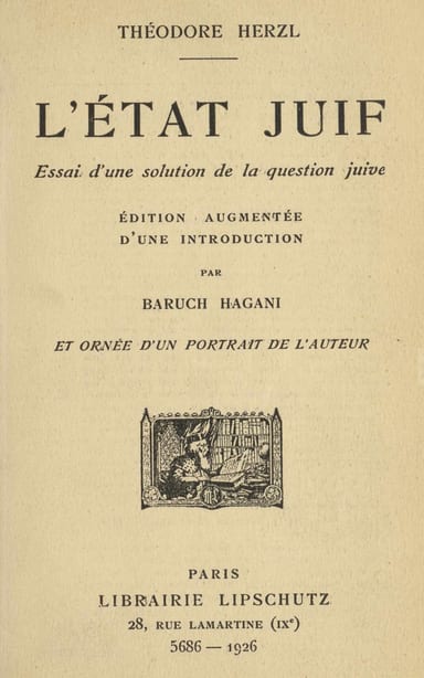 Capa de L'État juif, de Theodor Herzl