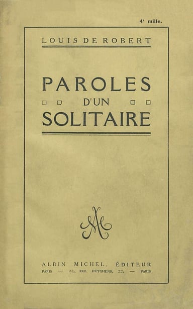 Copertina di Paroles d'un solitaire, di Louis de Robert