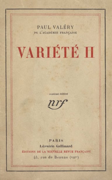 Copertina di Variété II, di Paul Valéry