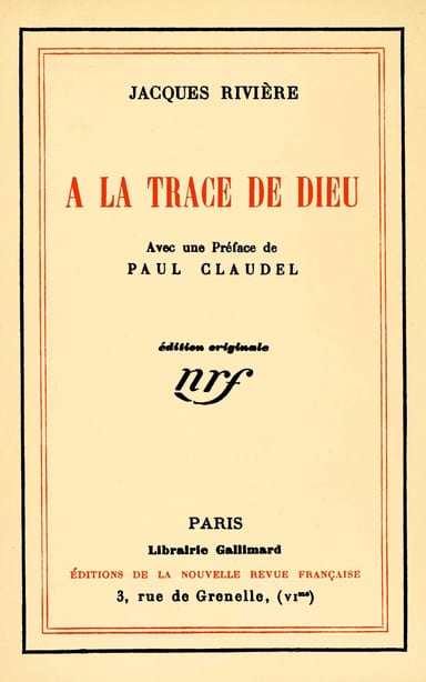 Cover of A la trace de Dieu by Jacques Rivière
