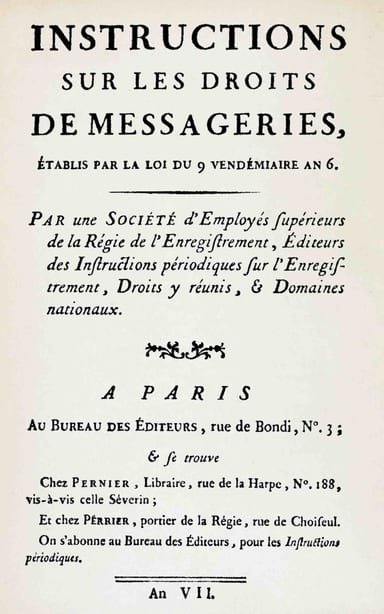 Portada de Instructions sur les droits de messageries, de Anonymous