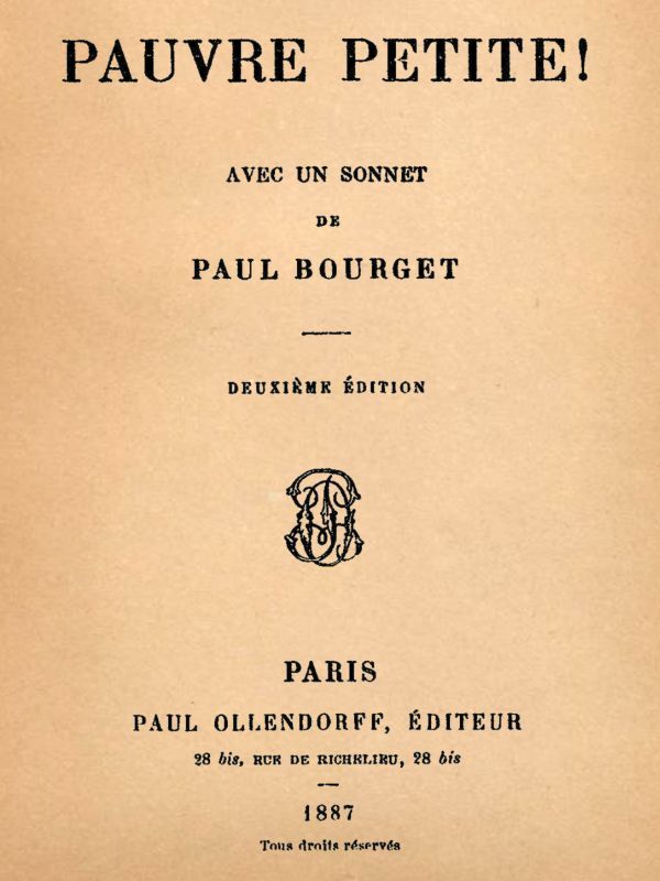 Capa de Pauvre petite!, de Paul Bourget