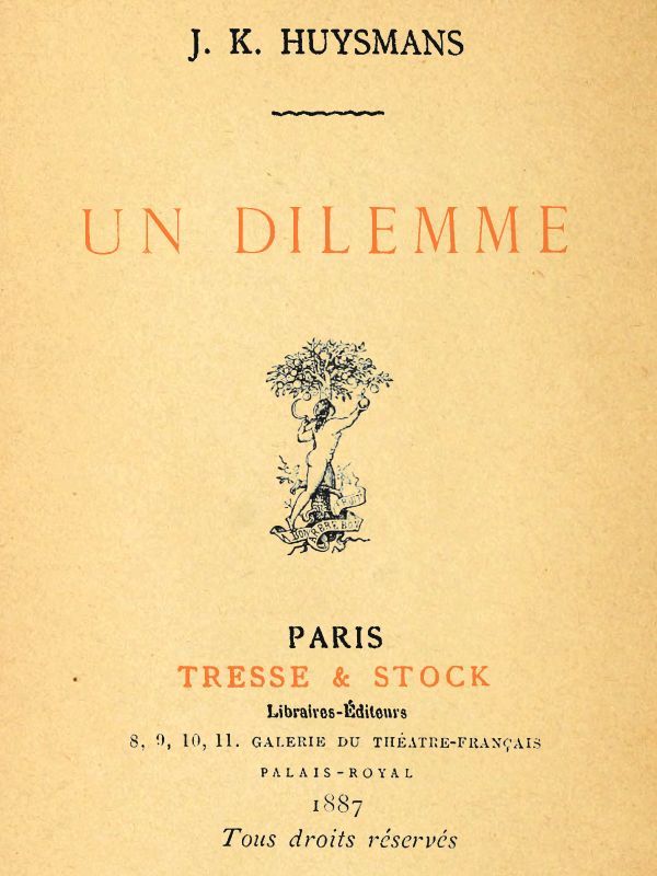 Portada de Un dilemme, de J.-K. Huysmans