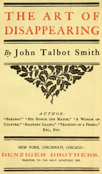 Copertina di The Art of Disappearing, di John Talbot Smith