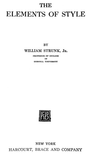 Cover of The Elements of Style by William Strunk