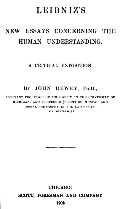 Portada de Leibniz's New Essays Concerning the Human Understanding: A Critical Exposition, de John Dewey