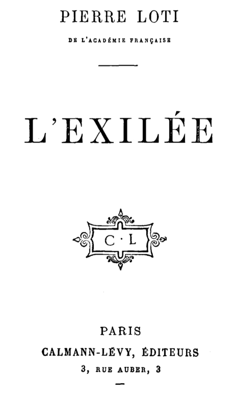 Couverture de L'exilée par Pierre Loti
