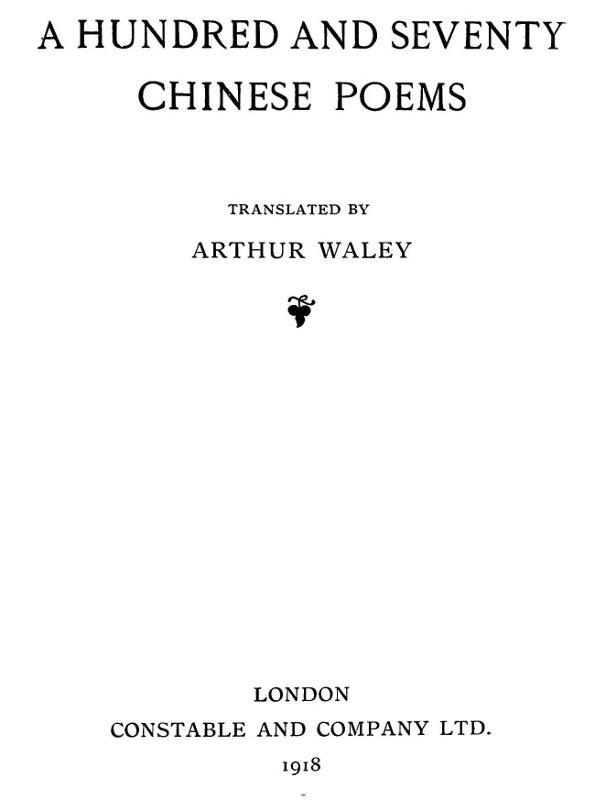 Cover of A Hundred and Seventy Chinese Poems by Anonymous