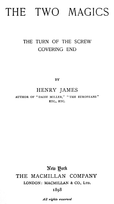 Portada de The Two Magics: The Turn of the Screw, Covering End, de Henry James