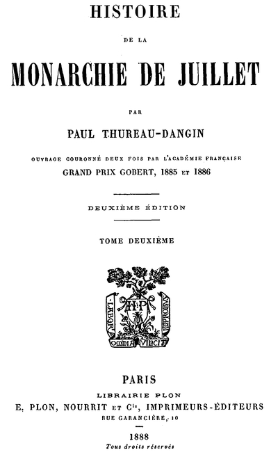 Copertina di Histoire de la Monarchie de Juillet (Volume 2 / 7), di Paul Thureau-Dangin
