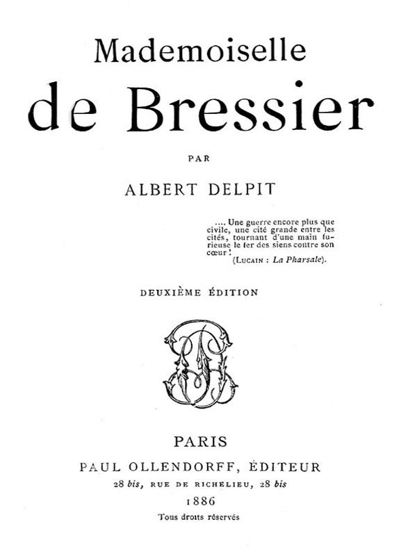 Copertina di Mademoiselle de Bressier, di Albert Delpit