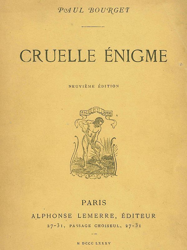 Copertina di Cruelle Énigme, di Paul Bourget