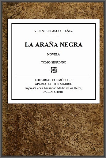 Portada de La araña negra, t. 2/9, de Vicente Blasco Ibáñez