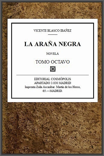 Portada de La araña negra, t. 8/9, de Vicente Blasco Ibáñez