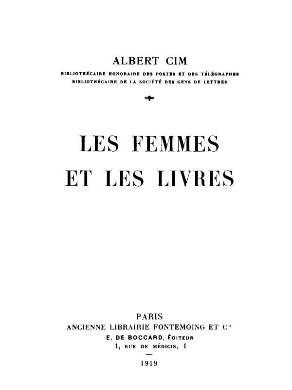 Copertina di Les femmes et les livres, di Albert Cim