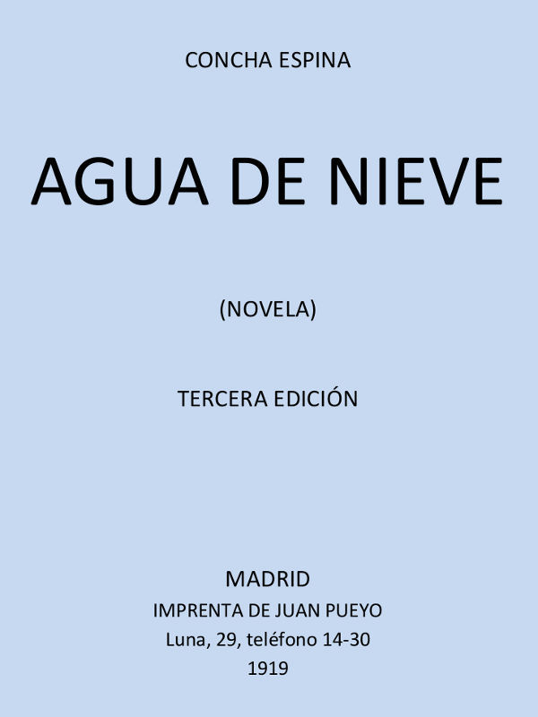 Cover of Agua de Nieve (Novela) by Concha Espina