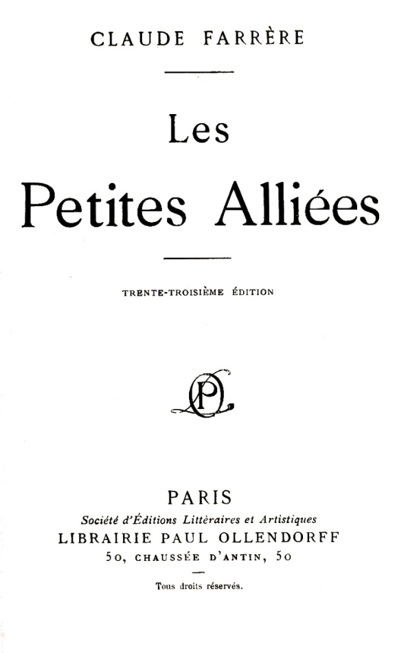 Copertina di Les petites alliées, di Claude Farrère