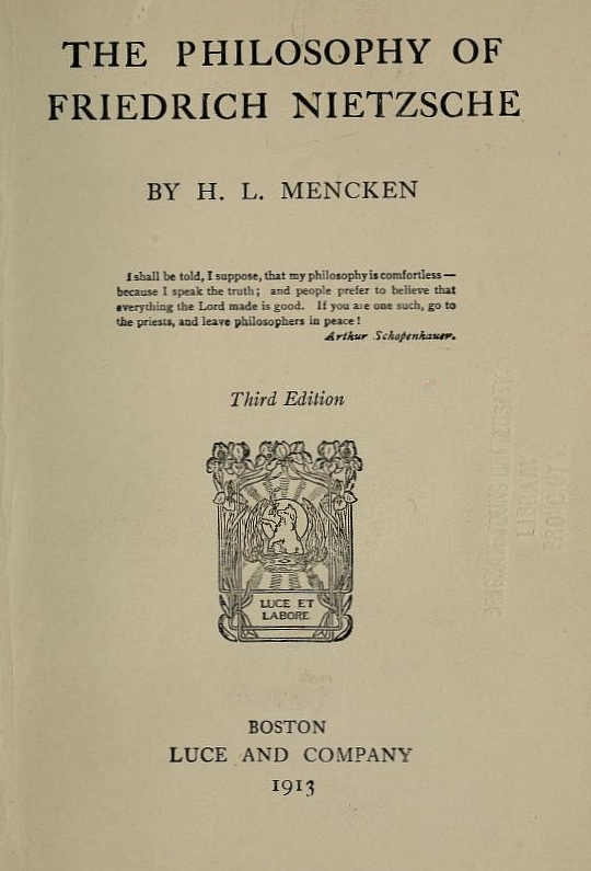 Cover of The Philosophy of Friedrich Nietzsche by H. L. Mencken