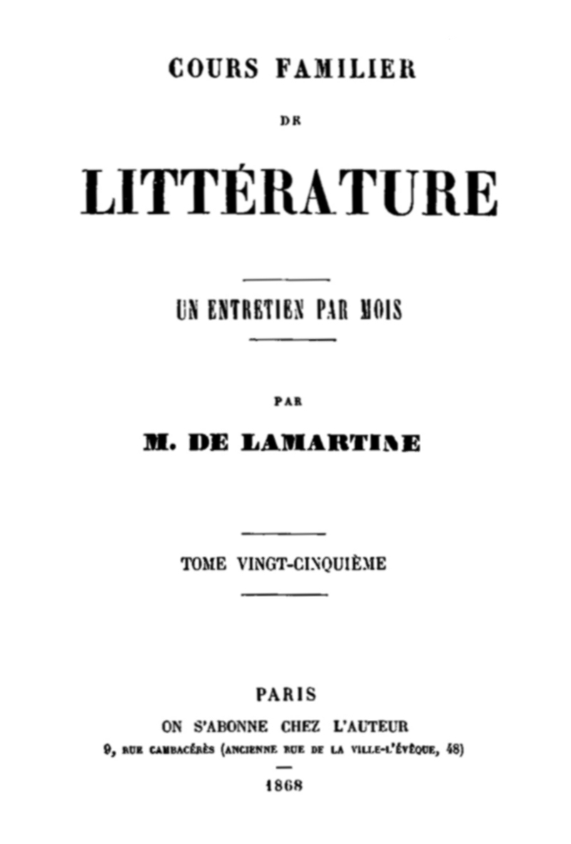 Copertina di Cours familier de Littérature - Volume 25, di Alphonse de Lamartine