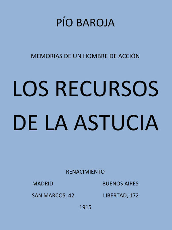 Portada de Los Recursos de la Astucia, de Pío Baroja
