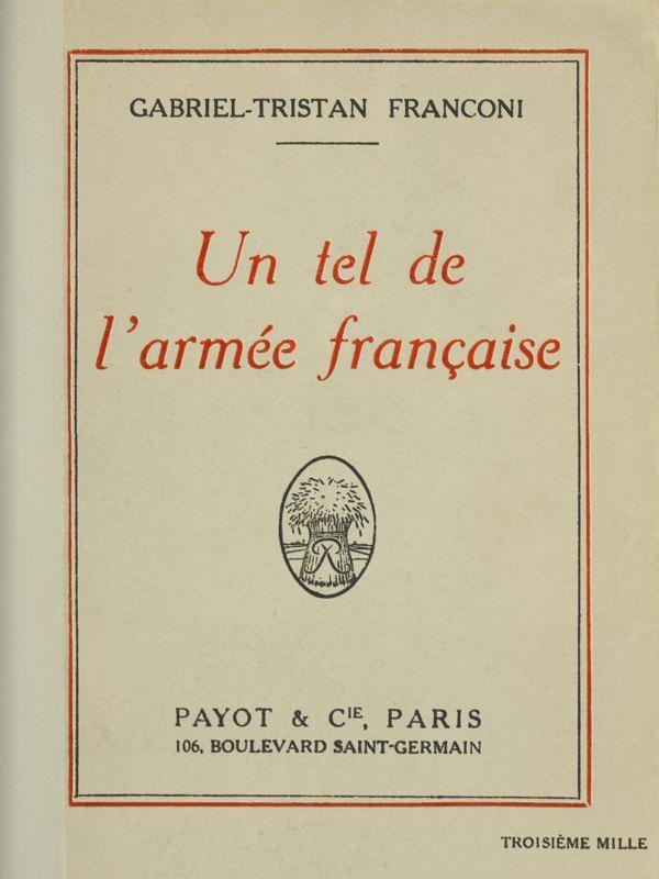 Copertina di Un tel de l'armée française, di Gabriel Tristan Franconi
