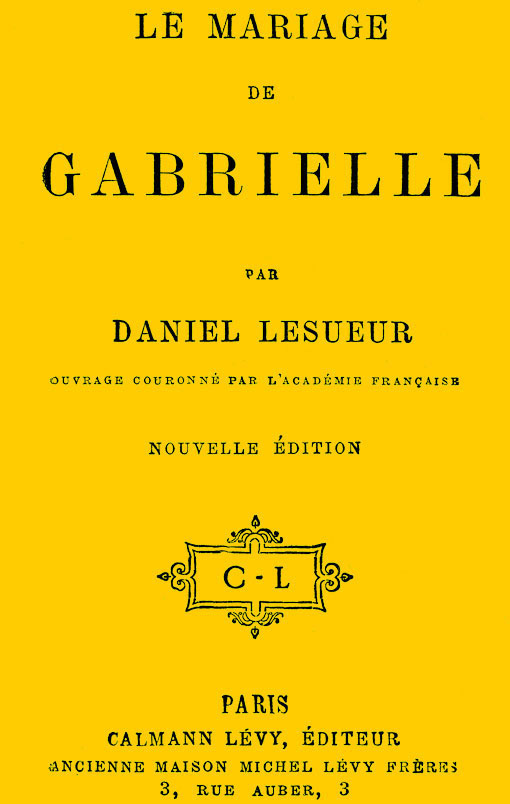 Copertina di Le mariage de Gabrielle, di Daniel Lesueur
