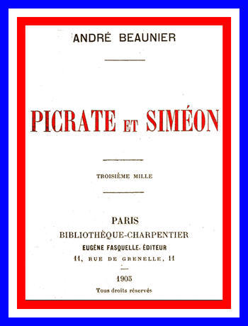 Portada de Picrate et Siméon, de André Beaunier