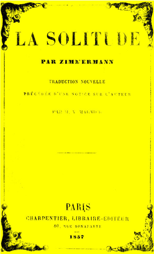 Copertina di La solitude, di Johann Georg Zimmermann