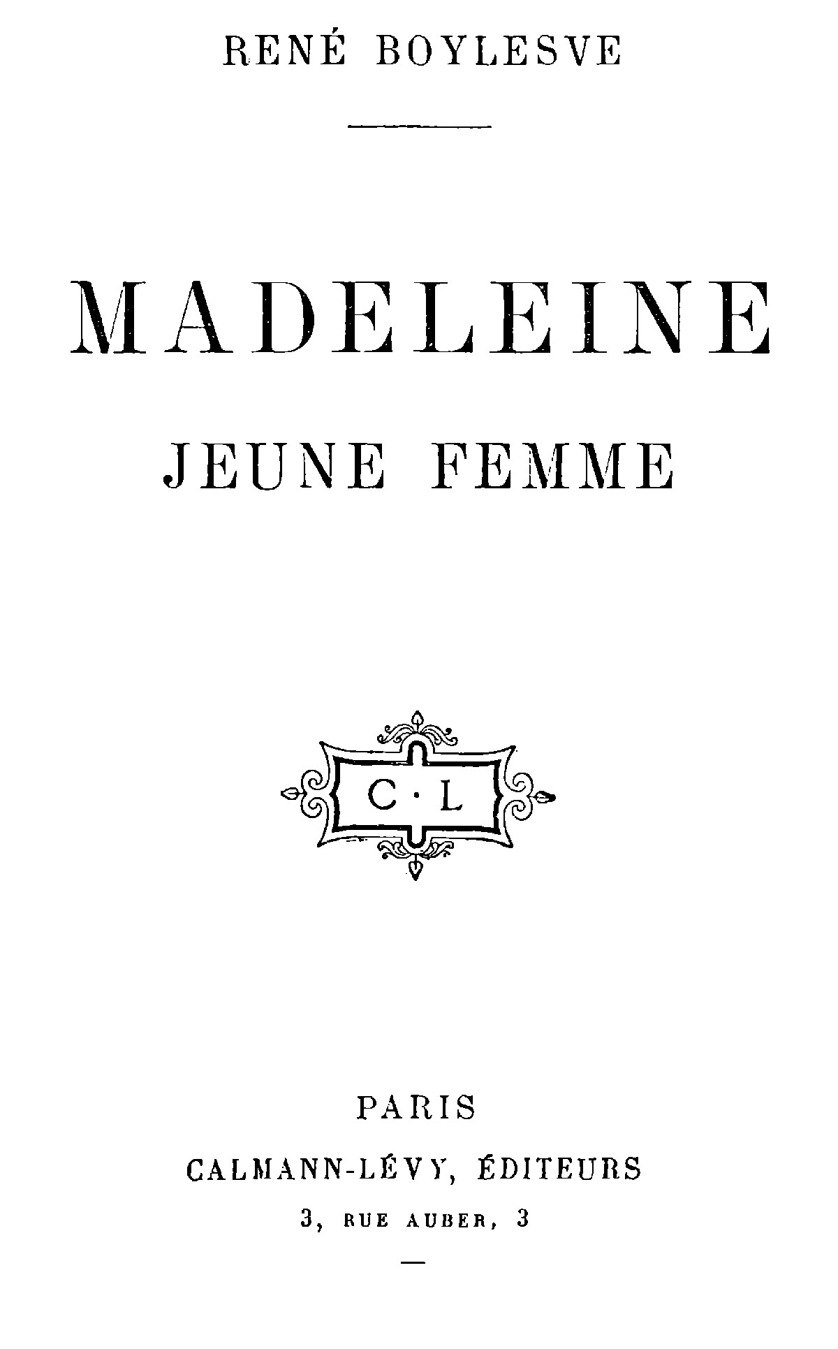 Couverture de Madeleine, jeune femme par René Boylesve
