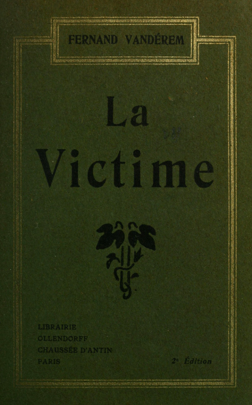 Portada de La victime, de Fernand Vandérem