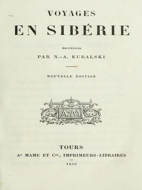 Capa de Voyages en Sibérie, de N. A. Kubalski