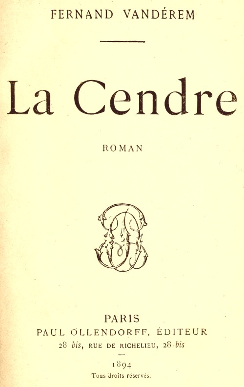 Copertina di La Cendre: Roman, di Fernand Vandérem