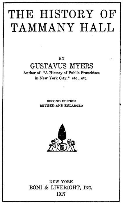 Copertina di The History of Tammany Hall / Second Edition, di Gustavus Myers