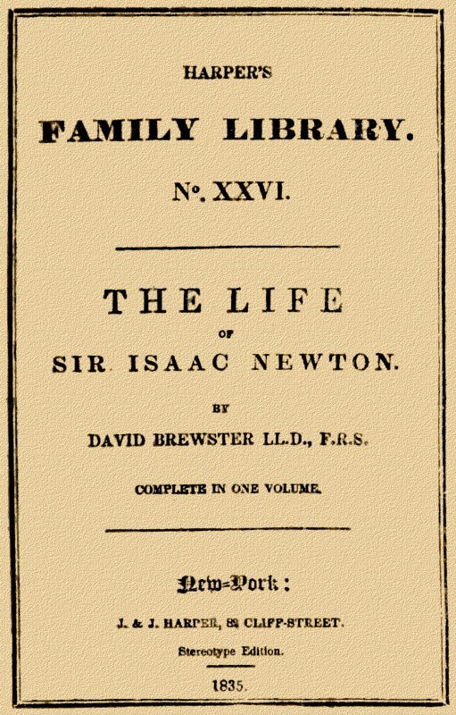 Cover of The Life of Sir Isaac Newton by David Brewster