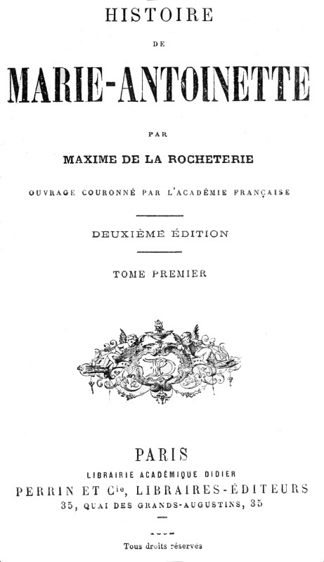 Portada de Histoire de Marie-Antoinette, Volume 1 (of 2), de Maxime de La Rocheterie