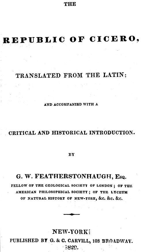 Couverture de The republic of Cicero / Translated from the Latin; and Accompanied With a Critical and Historical Introduction. par Marcus Tullius Cicero