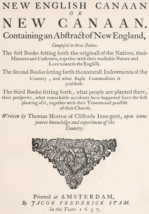Portada de The New English Canaan of Thomas Morton with Introductory Matter and Notes, de Thomas Morton
