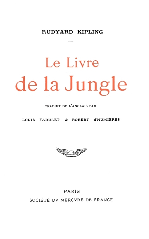 Portada de Le livre de la Jungle, de Rudyard Kipling